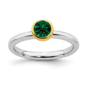 Stackable Expressions Jewelry Sterling Silver Stackable Expressions w/Gold-plate Cr. Emerald Ring | QSK1879