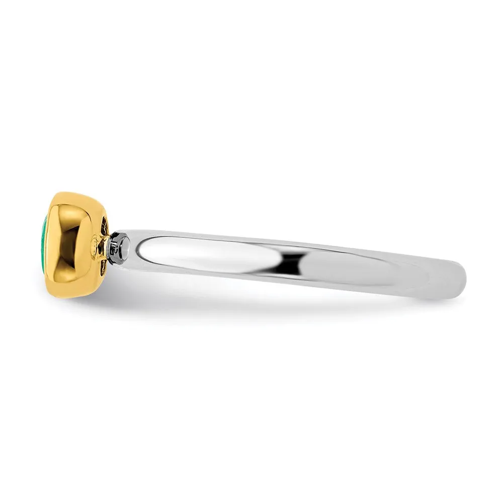 Stackable Expressions Jewelry Sterling Silver Stackable Expressions w/Gold-plate Cr. Emerald Ring | QSK1879