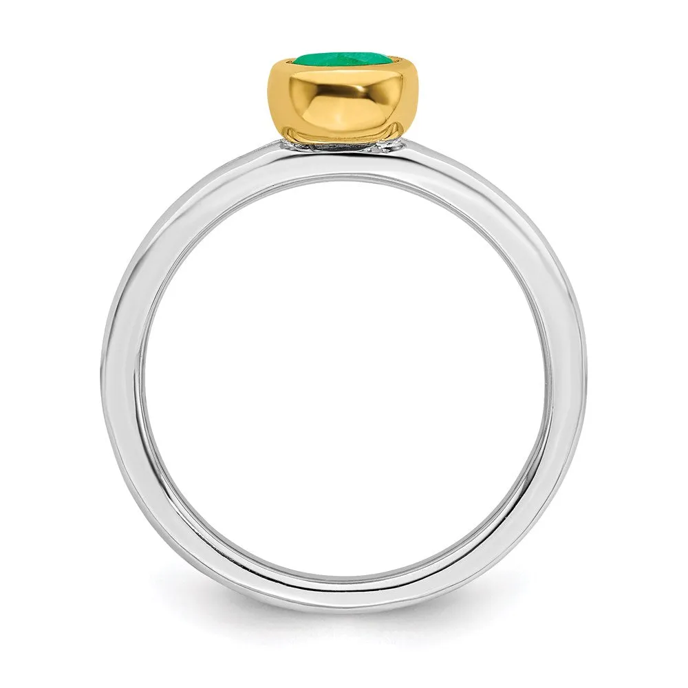 Stackable Expressions Jewelry Sterling Silver Stackable Expressions w/Gold-plate Cr. Emerald Ring | QSK1879