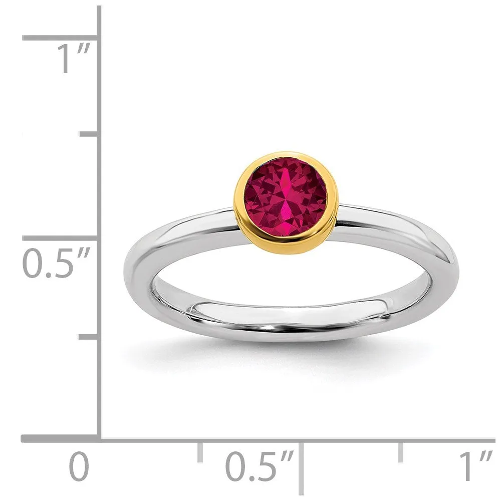 Stackable Expressions Jewelry Sterling Silver Stackable Expressions w/Gold-plate Cr. Ruby Ring | QSK1881