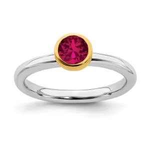 Stackable Expressions Jewelry Sterling Silver Stackable Expressions w/Gold-plate Cr. Ruby Ring | QSK1881