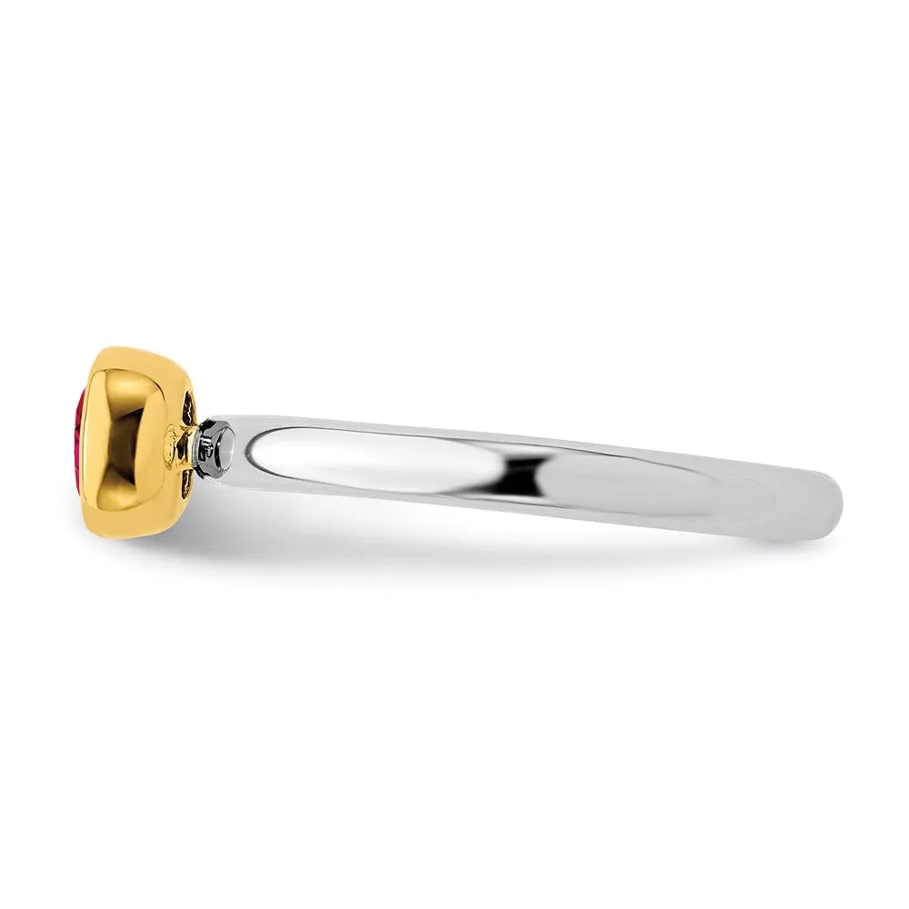 Stackable Expressions Jewelry Sterling Silver Stackable Expressions w/Gold-plate Cr. Ruby Ring | QSK1881