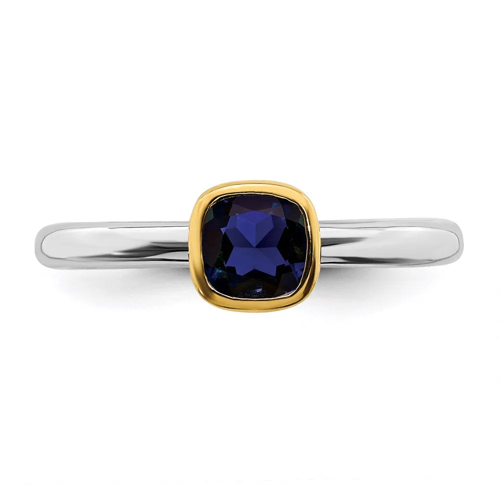 Stackable Expressions Jewelry Sterling Silver Stackable Expressions w/Gold-plate Cr. Sapphire Ring | QSK1895