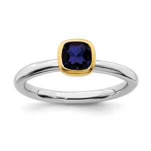 Stackable Expressions Jewelry Sterling Silver Stackable Expressions w/Gold-plate Cr. Sapphire Ring | QSK1895
