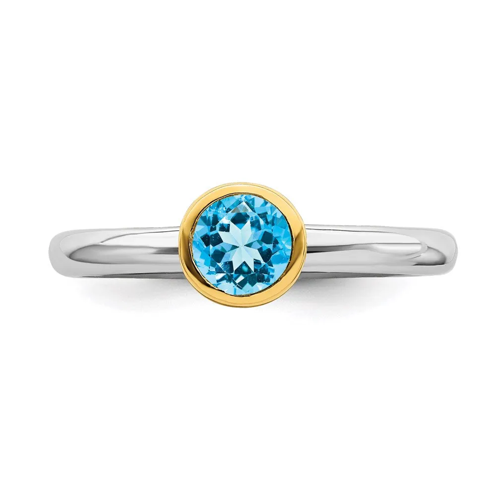 Stackable Expressions Jewelry Sterling Silver Stackable Expressions w/Gold-plated Blue Topaz Ring | QSK1886