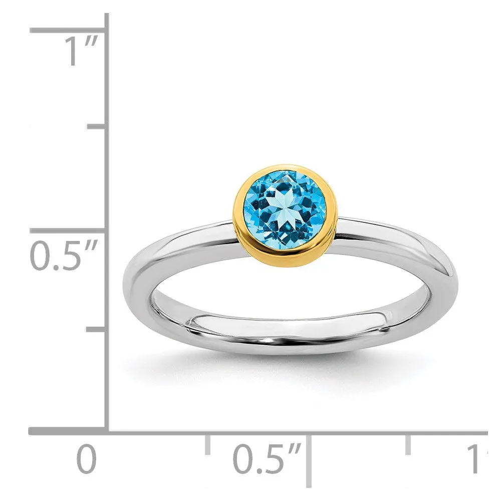 Stackable Expressions Jewelry Sterling Silver Stackable Expressions w/Gold-plated Blue Topaz Ring | QSK1886