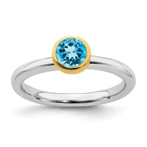Stackable Expressions Jewelry Sterling Silver Stackable Expressions w/Gold-plated Blue Topaz Ring | QSK1886
