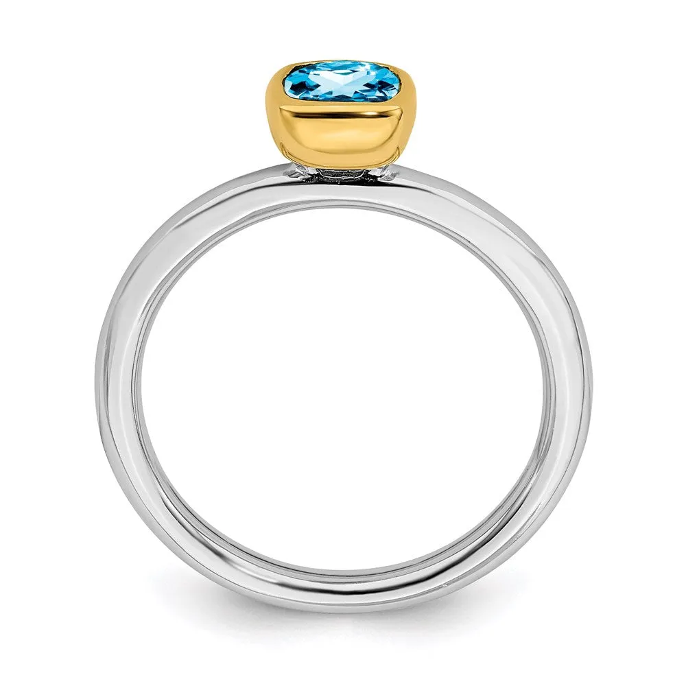 Stackable Expressions Jewelry Sterling Silver Stackable Expressions w/Gold-plated Blue Topaz Ring | QSK1886