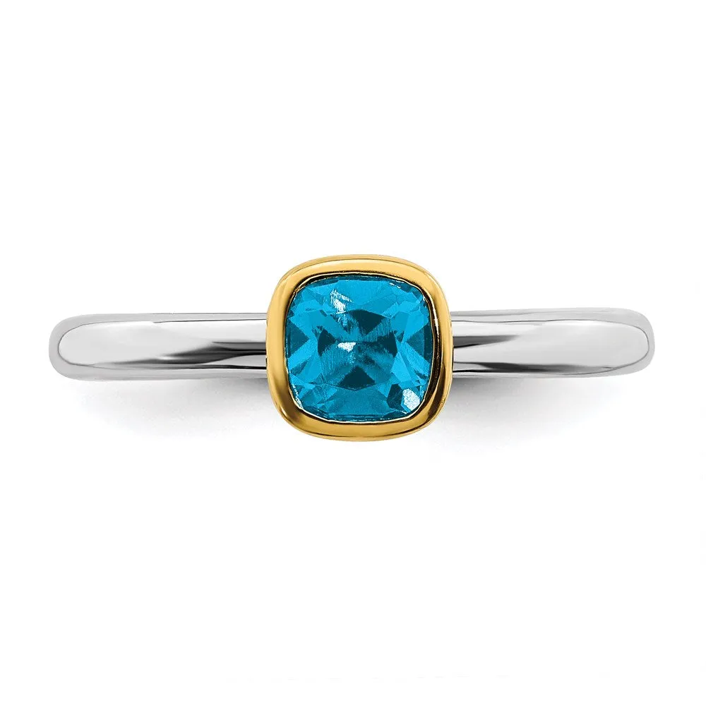 Stackable Expressions Jewelry Sterling Silver Stackable Expressions w/Gold-plated Blue Topaz Ring | QSK1898