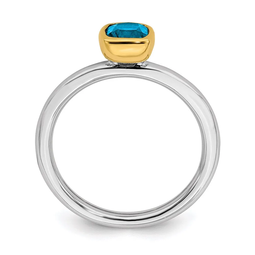 Stackable Expressions Jewelry Sterling Silver Stackable Expressions w/Gold-plated Blue Topaz Ring | QSK1898