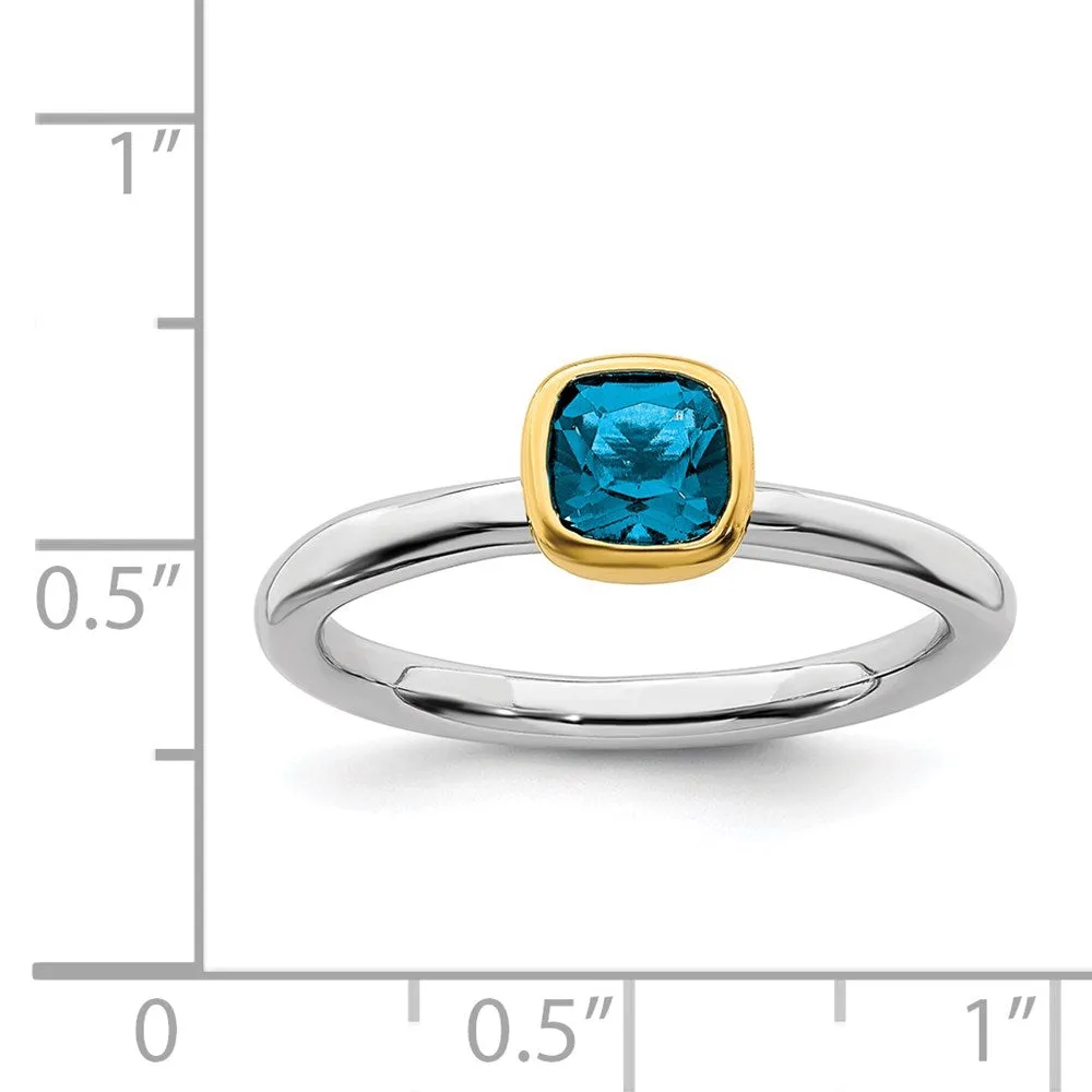 Stackable Expressions Jewelry Sterling Silver Stackable Expressions w/Gold-plated Blue Topaz Ring | QSK1898