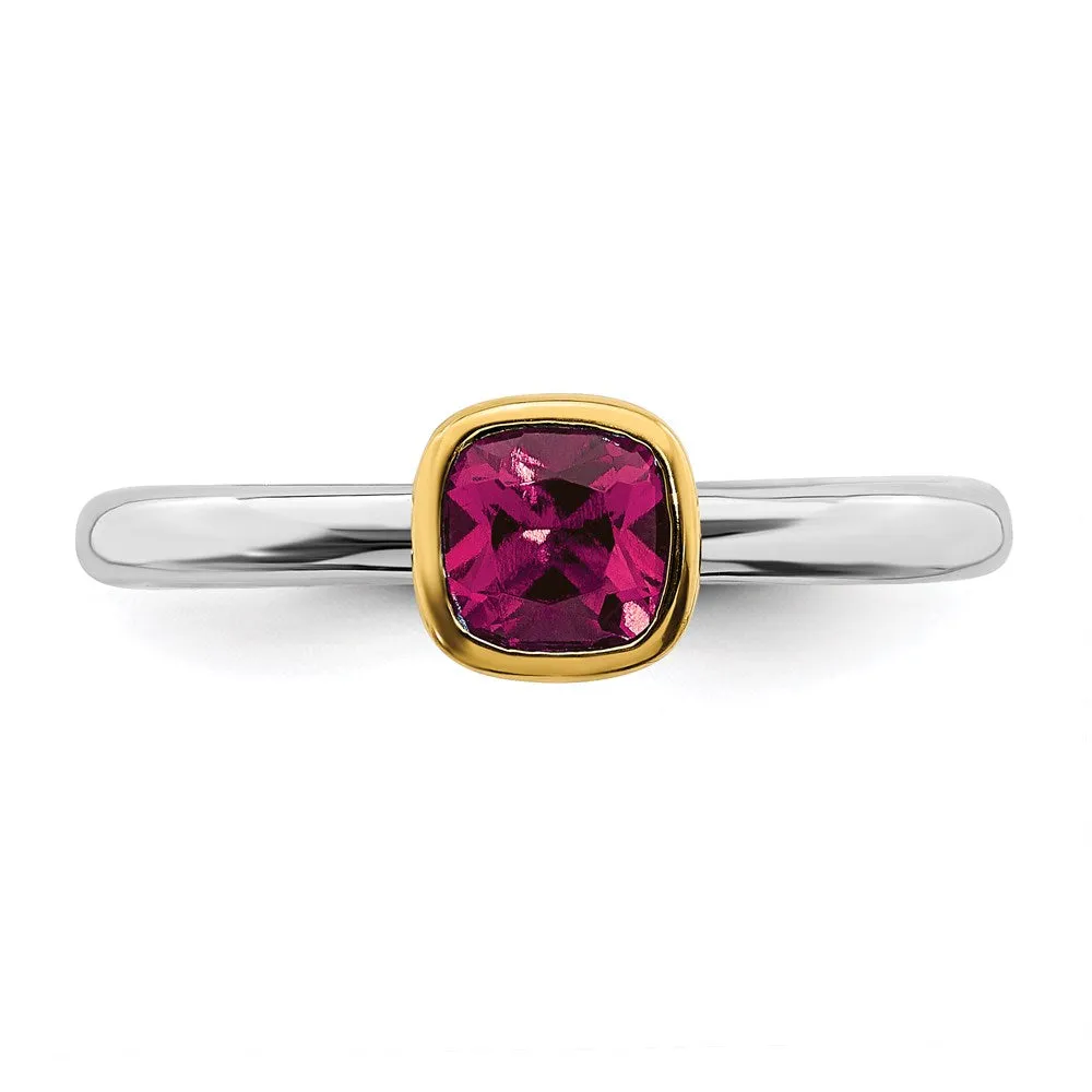 Stackable Expressions Jewelry Sterling Silver Stackable Expressions w/Gold-plated Cr. Ruby Ring | QSK1893