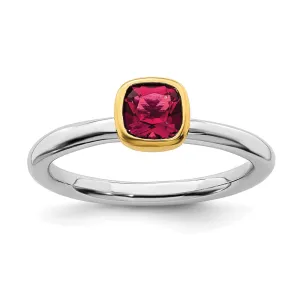 Stackable Expressions Jewelry Sterling Silver Stackable Expressions w/Gold-plated Cr. Ruby Ring | QSK1893
