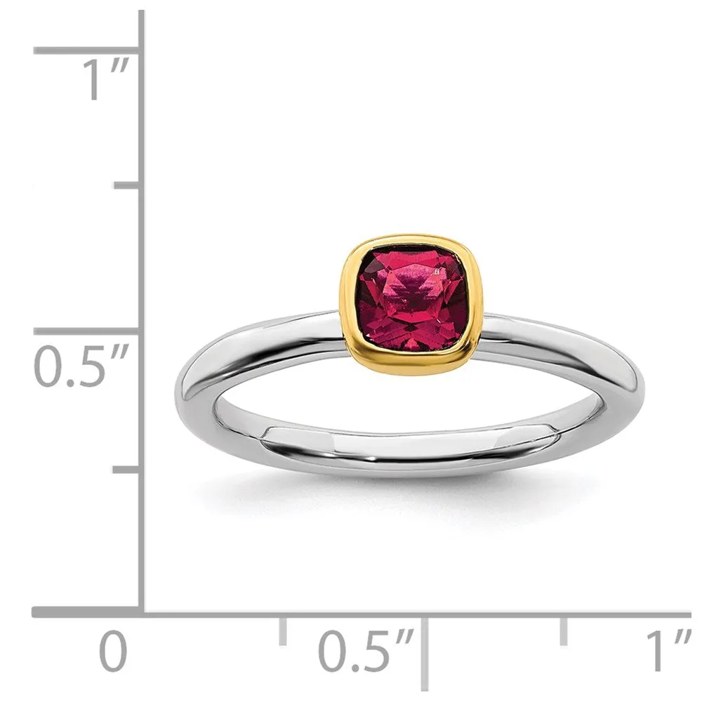 Stackable Expressions Jewelry Sterling Silver Stackable Expressions w/Gold-plated Cr. Ruby Ring | QSK1893