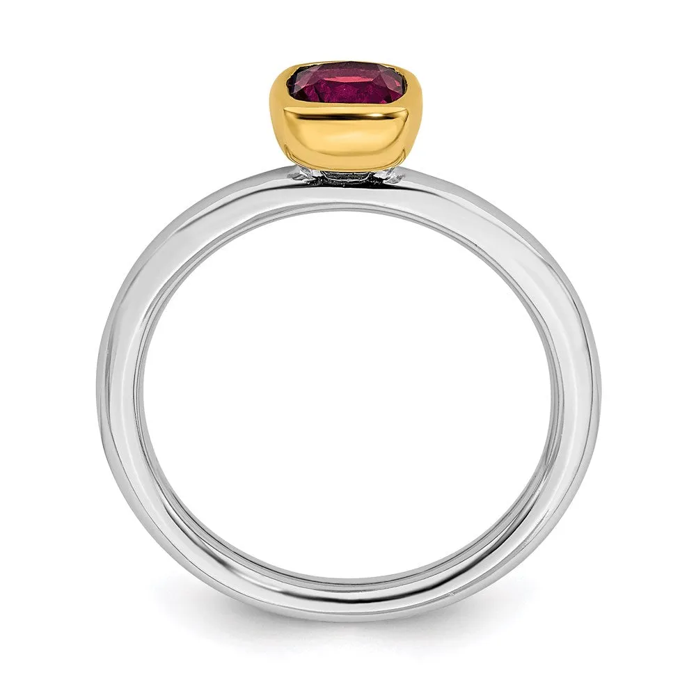 Stackable Expressions Jewelry Sterling Silver Stackable Expressions w/Gold-plated Cr. Ruby Ring | QSK1893