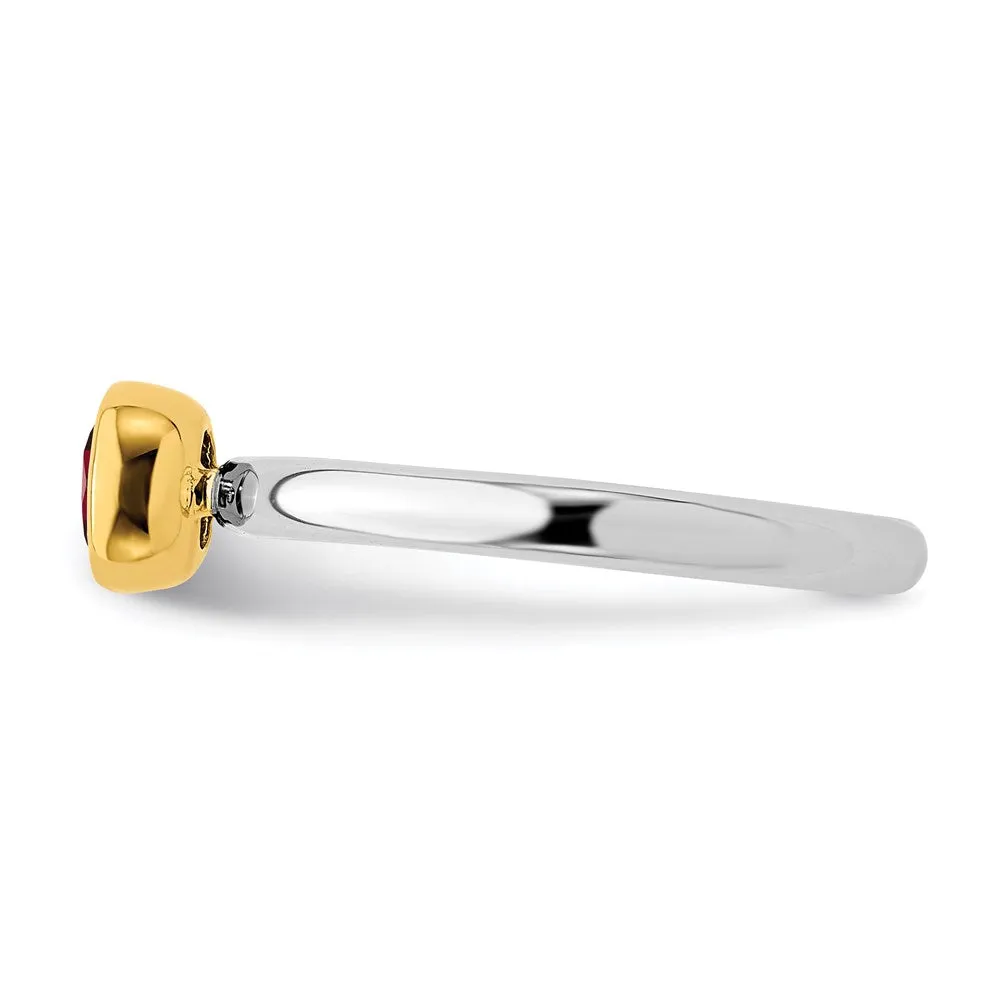 Stackable Expressions Jewelry Sterling Silver Stackable Expressions w/Gold-plated Rhod. Garnet Ring | QSK1880