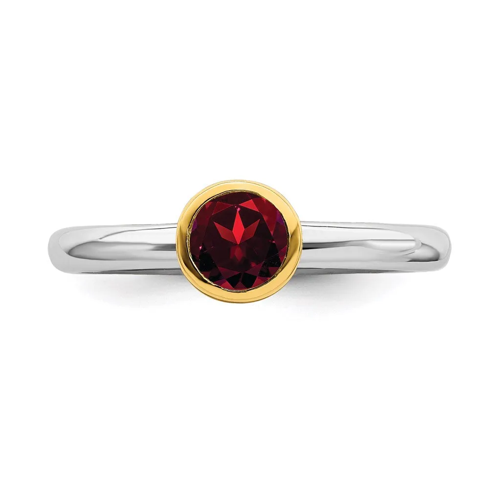 Stackable Expressions Jewelry Sterling Silver Stackable Expressions w/Gold-plated Rhod. Garnet Ring | QSK1880