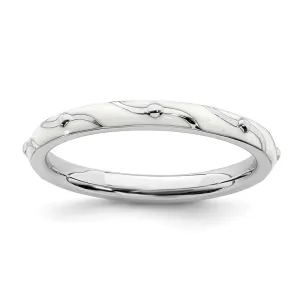 Stackable Expressions Jewelry Sterling Silver Stackable Expressions White Enamel Ring | QSK1505