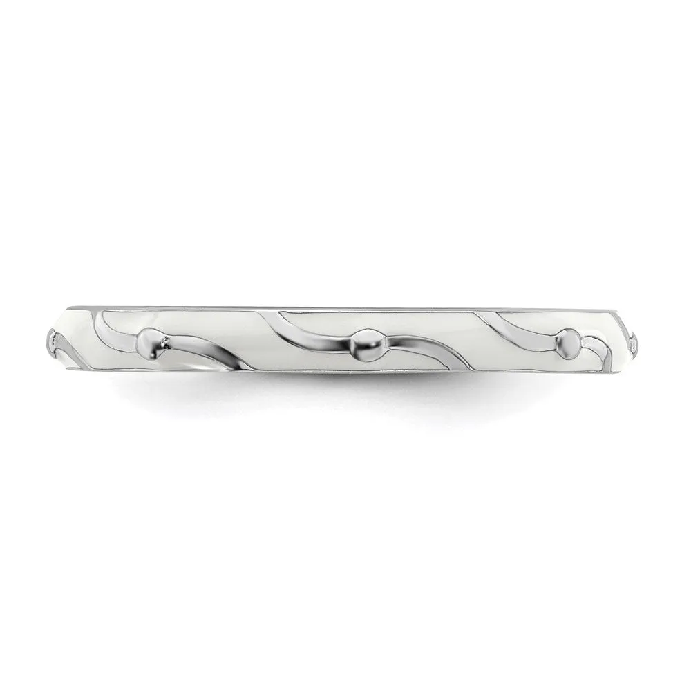 Stackable Expressions Jewelry Sterling Silver Stackable Expressions White Enamel Ring | QSK1505