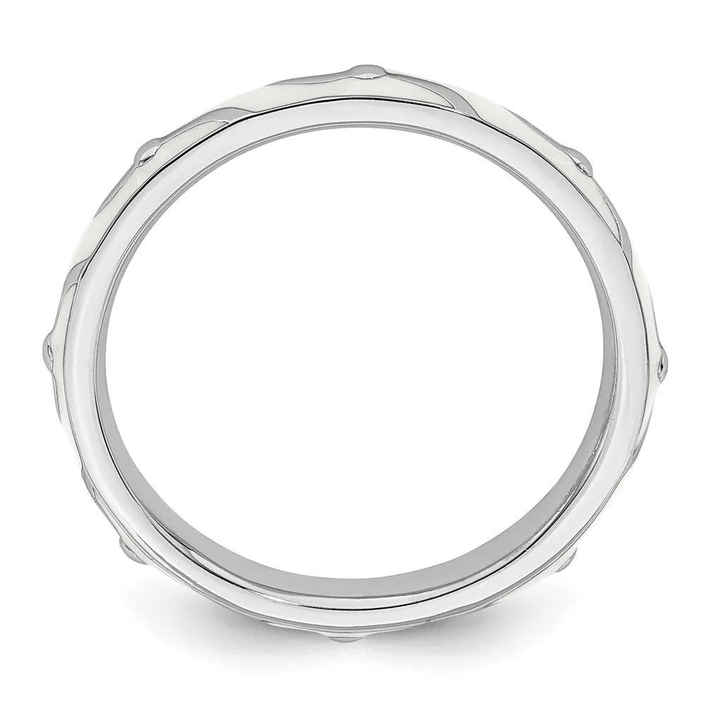 Stackable Expressions Jewelry Sterling Silver Stackable Expressions White Enamel Ring | QSK1505