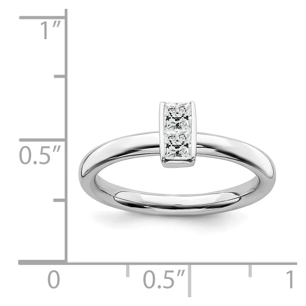 Stackable Expressions Jewelry Sterling Silver Stackable Expressions White Topaz Ring | QSK2115
