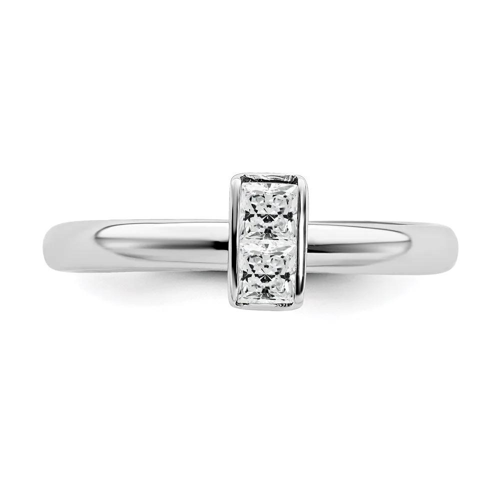 Stackable Expressions Jewelry Sterling Silver Stackable Expressions White Topaz Ring | QSK2115