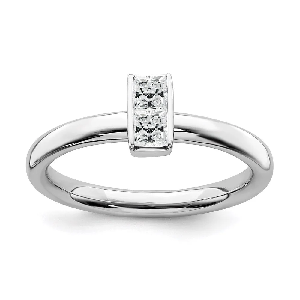 Stackable Expressions Jewelry Sterling Silver Stackable Expressions White Topaz Ring | QSK2115