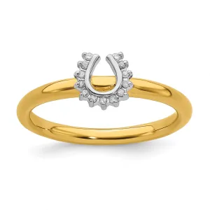 Stackable Expressions Jewelry Sterling Silver Stackable Expressions Yellow-plated Dia. Horseshoe Ring | QSK1979
