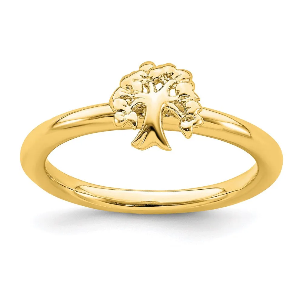 Stackable Expressions Jewelry Sterling Silver Stackable Expressions Yellow-plated Tree Ring | QSK1976