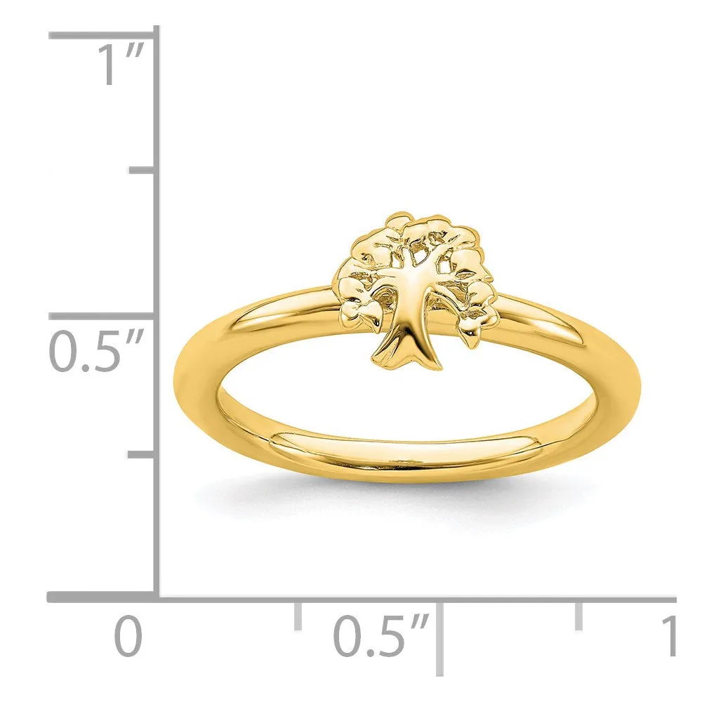 Stackable Expressions Jewelry Sterling Silver Stackable Expressions Yellow-plated Tree Ring | QSK1976