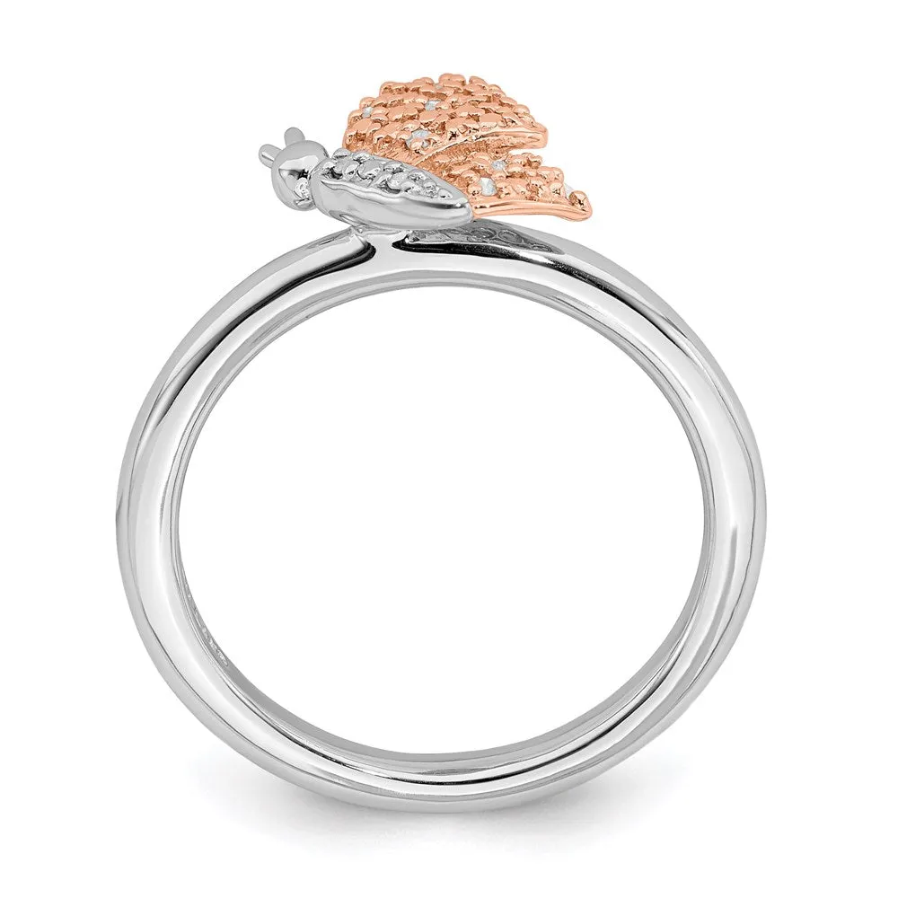 Stackable Expressions Jewelry Sterling Silver/Rose Gold-plated Stackable Expressions Diam. Butterfly Ring | QSK1865