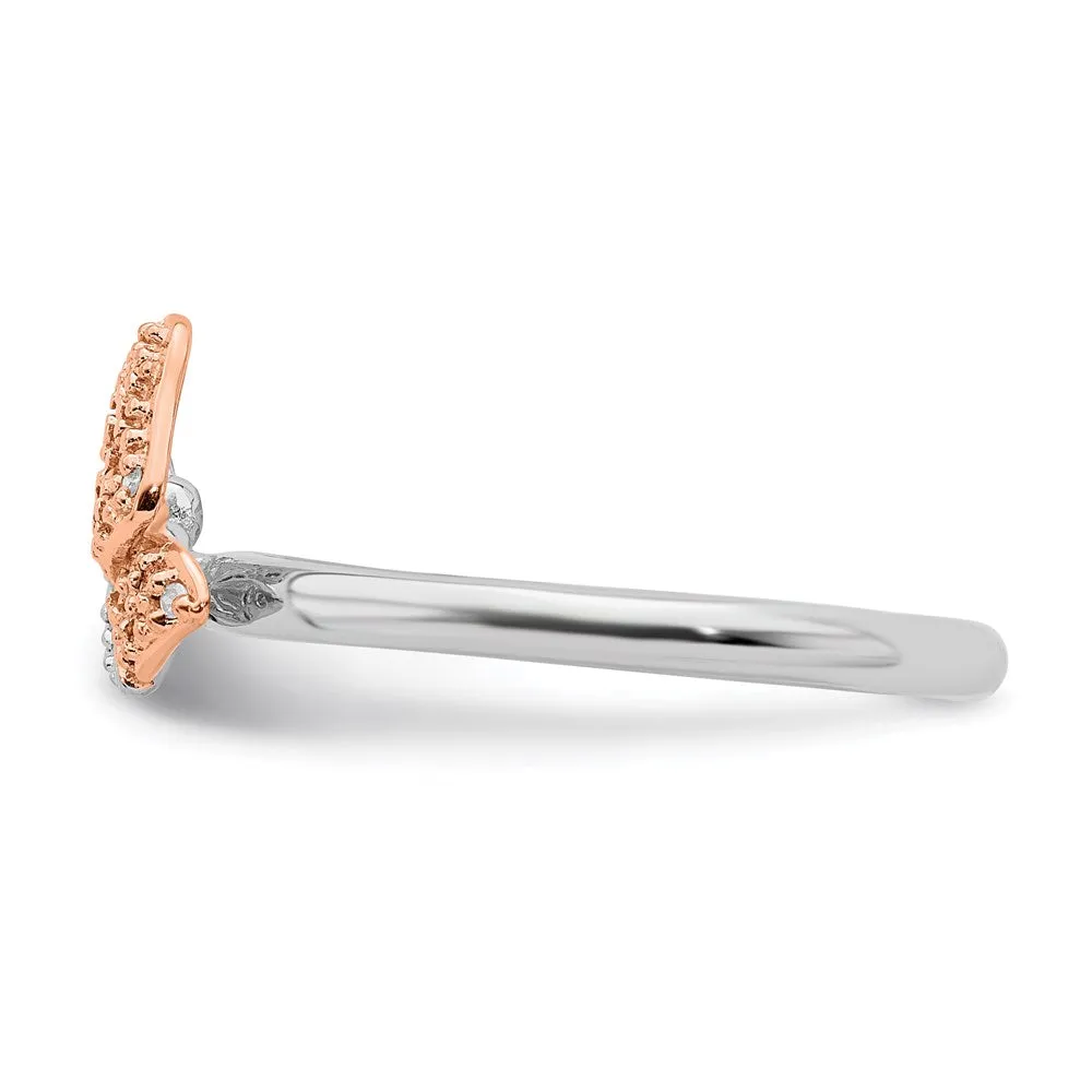 Stackable Expressions Jewelry Sterling Silver/Rose Gold-plated Stackable Expressions Diam. Butterfly Ring | QSK1865