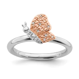 Stackable Expressions Jewelry Sterling Silver/Rose Gold-plated Stackable Expressions Diam. Butterfly Ring | QSK1865