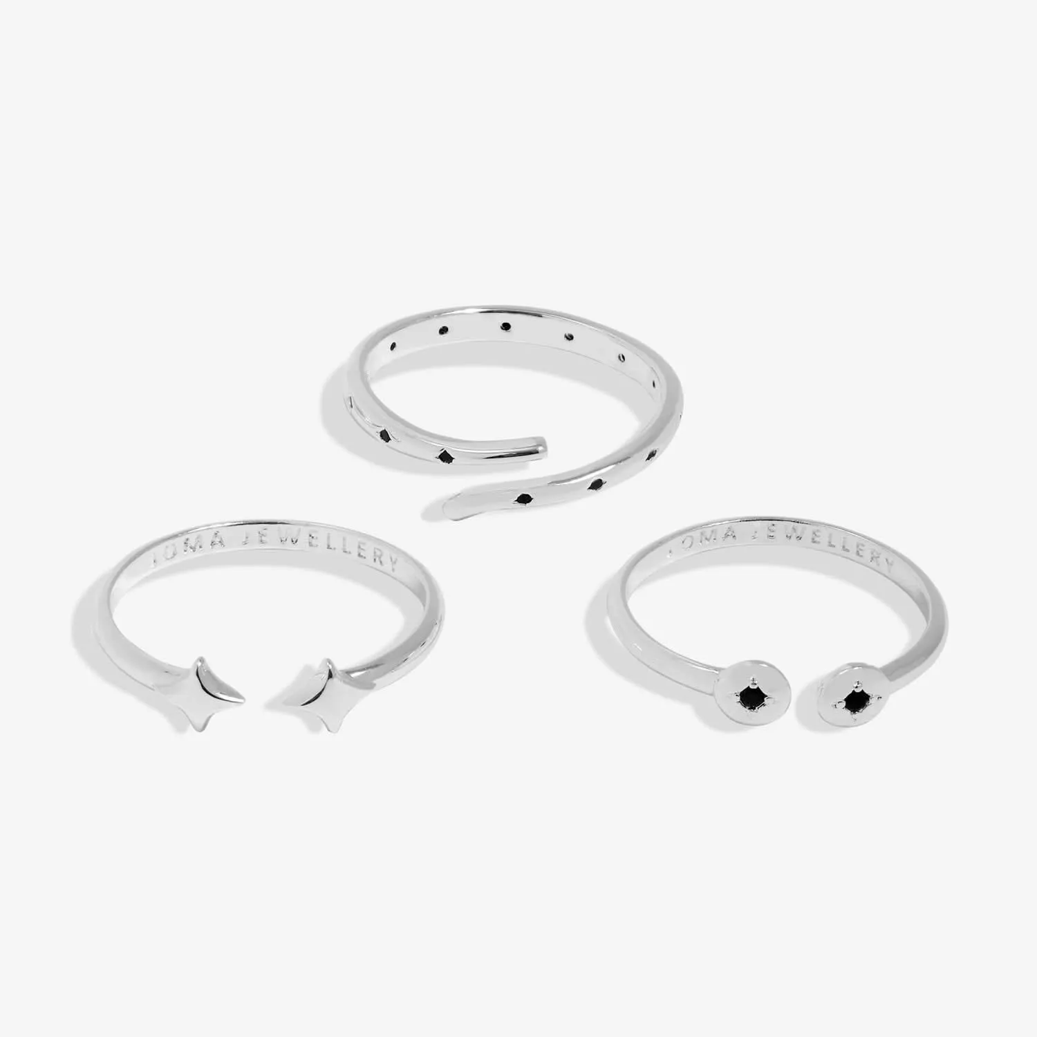 Stacks Of Style Set Of 3 Rings Silver Gem Silver Plated 7827 Joma Jewellery