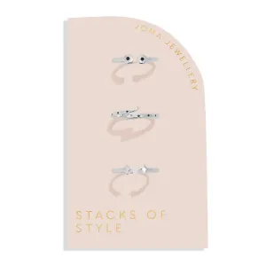 Stacks Of Style Set Of 3 Rings Silver Gem Silver Plated 7827 Joma Jewellery