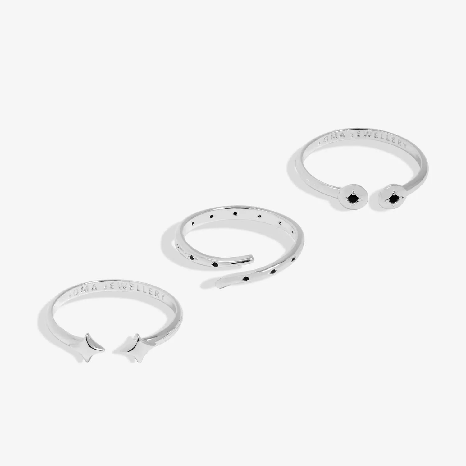 Stacks Of Style Set Of 3 Rings Silver Gem Silver Plated 7827 Joma Jewellery