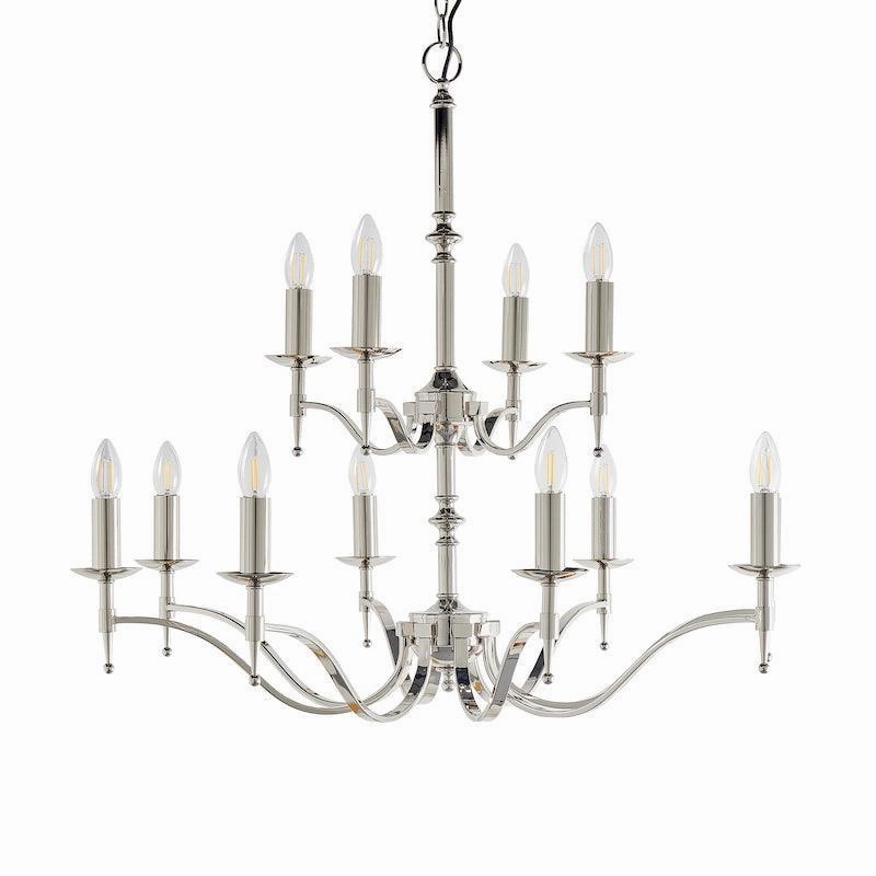 Stanford 12 Light Polished Nickel Finish Chandelier