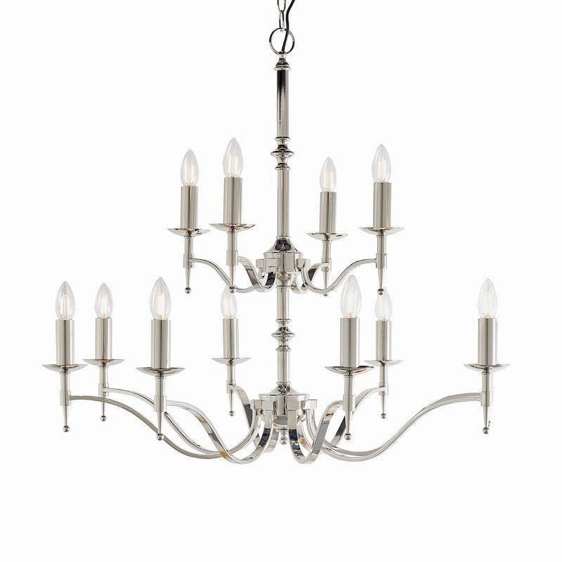 Stanford 12 Light Polished Nickel Finish Chandelier