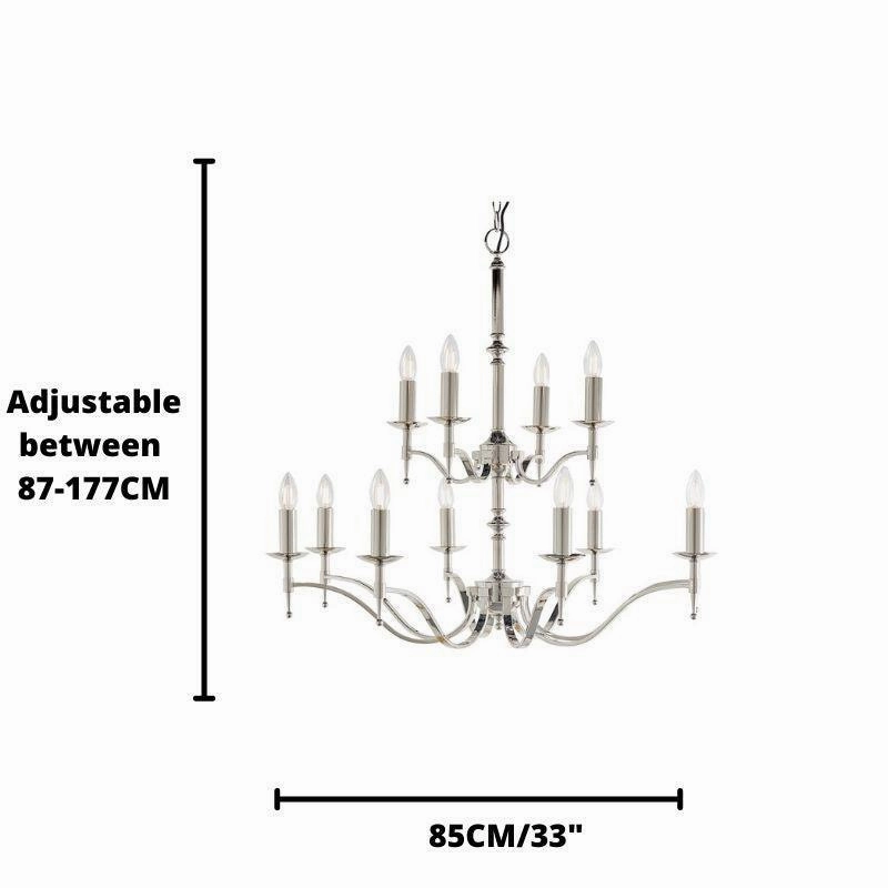 Stanford 12 Light Polished Nickel Finish Chandelier
