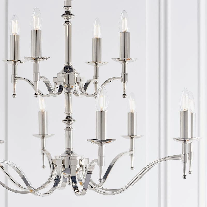 Stanford 12 Light Polished Nickel Finish Chandelier