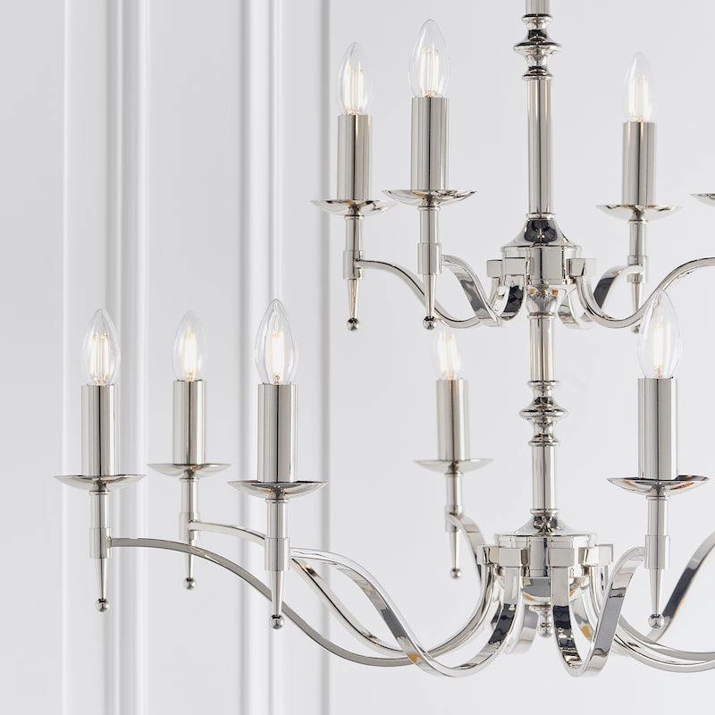 Stanford 12 Light Polished Nickel Finish Chandelier