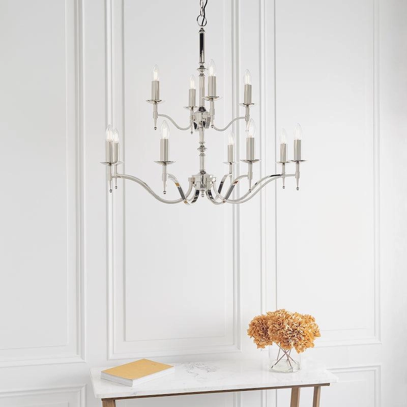 Stanford 12 Light Polished Nickel Finish Chandelier