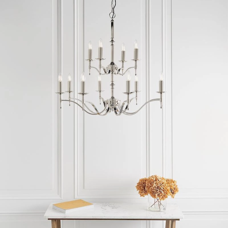 Stanford 12 Light Polished Nickel Finish Chandelier