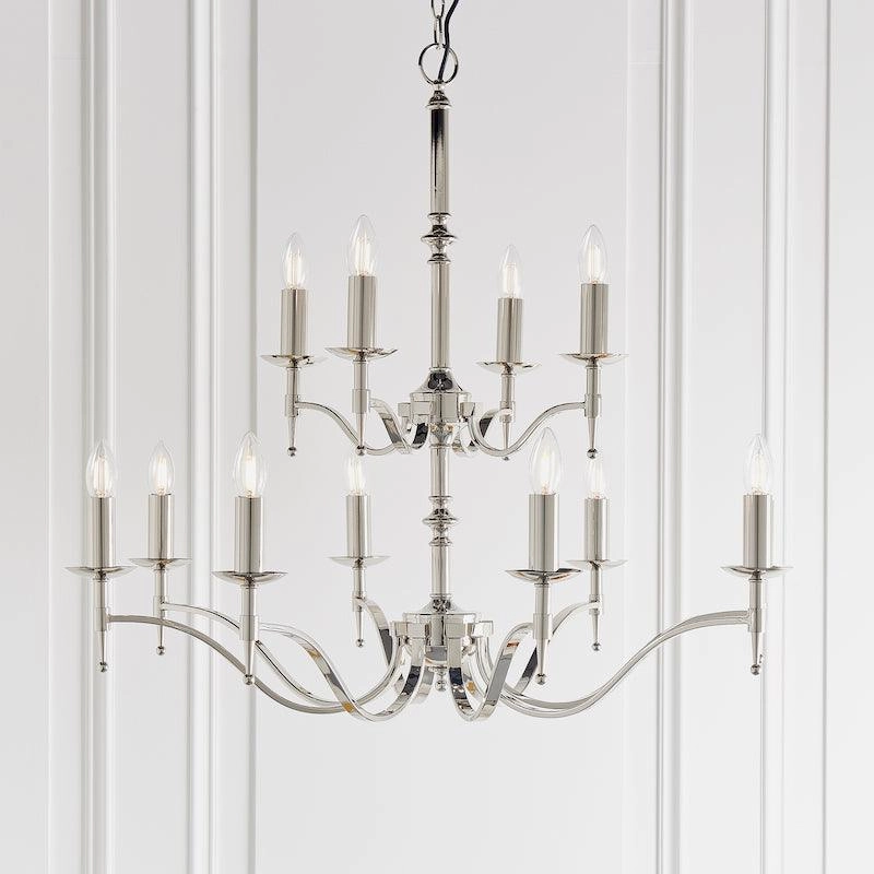 Stanford 12 Light Polished Nickel Finish Chandelier simple ceiling design light