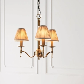 Stanford 3 Light Antique Brass Chandelier - Beige Shades simple ceiling design light