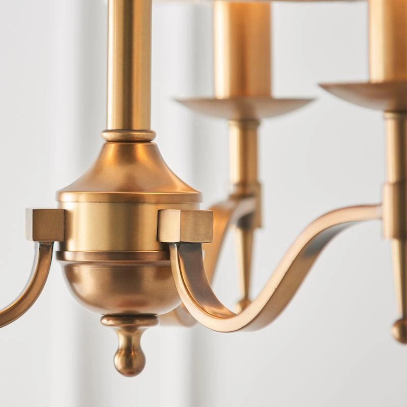 Stanford 3 Light Antique Brass Chandelier - Beige Shades