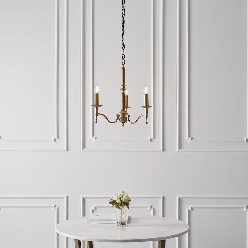 Stanford 3 Light Antique Brass Finish Chandelier