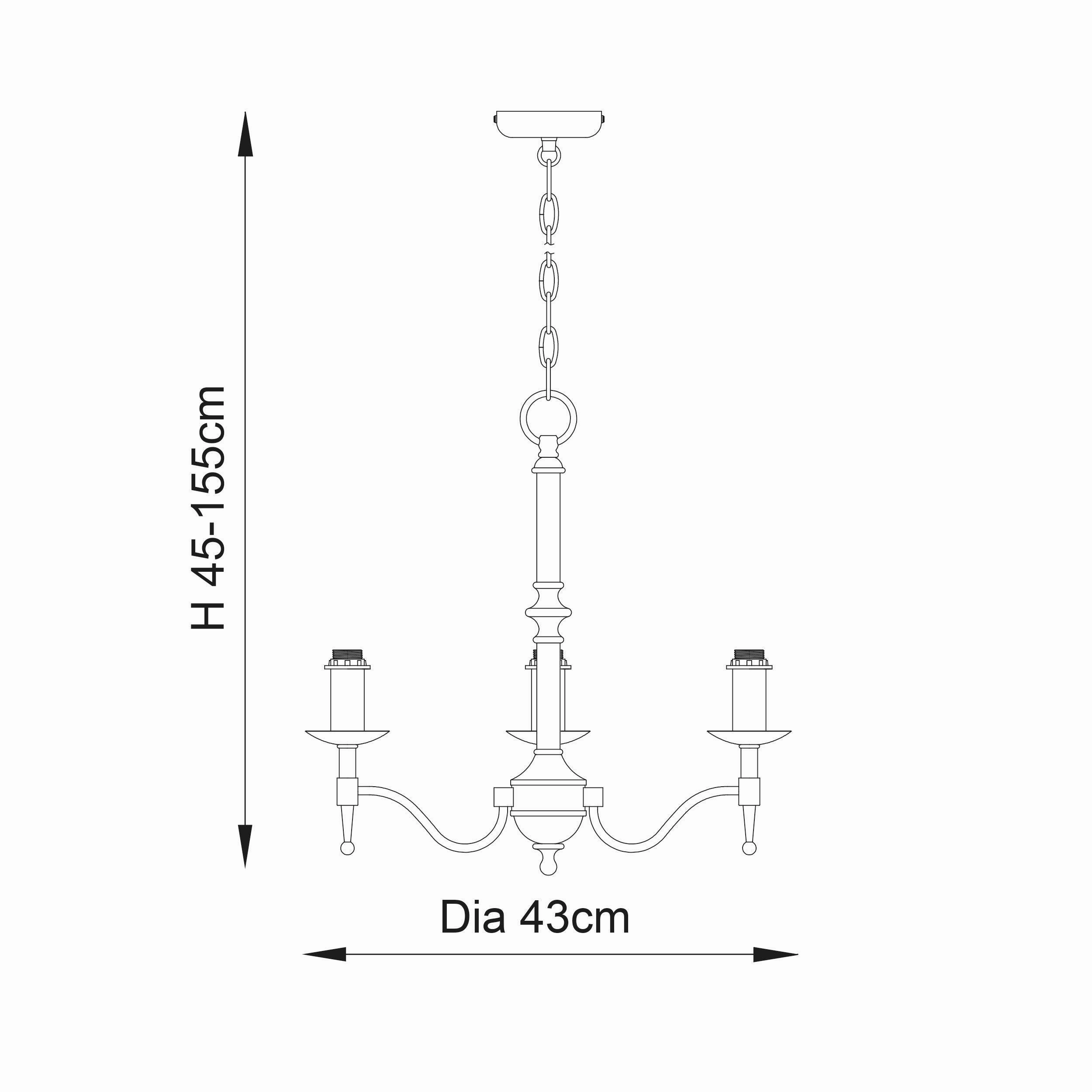 Stanford 3 Light Antique Brass Finish Chandelier