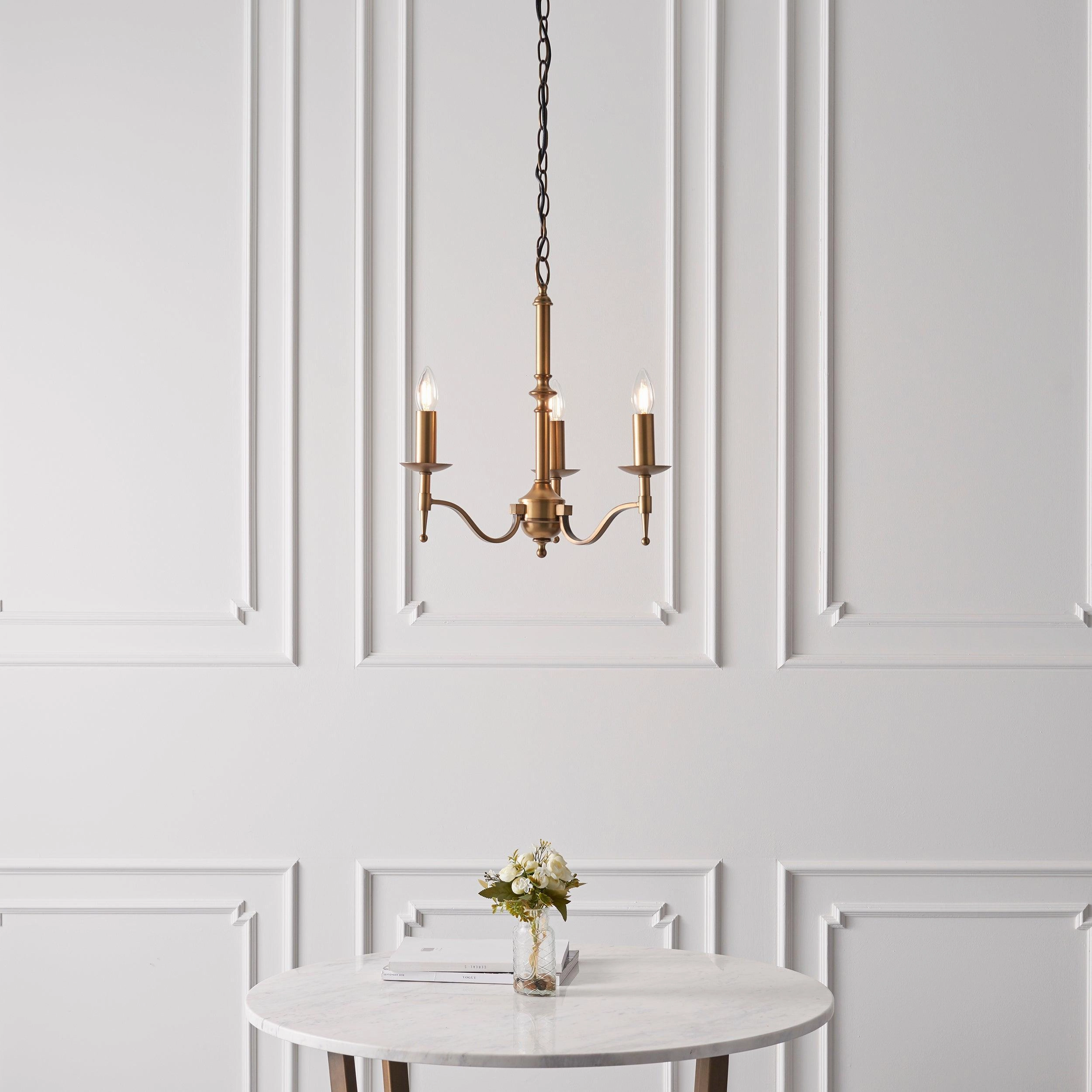 Stanford 3 Light Antique Brass Finish Chandelier