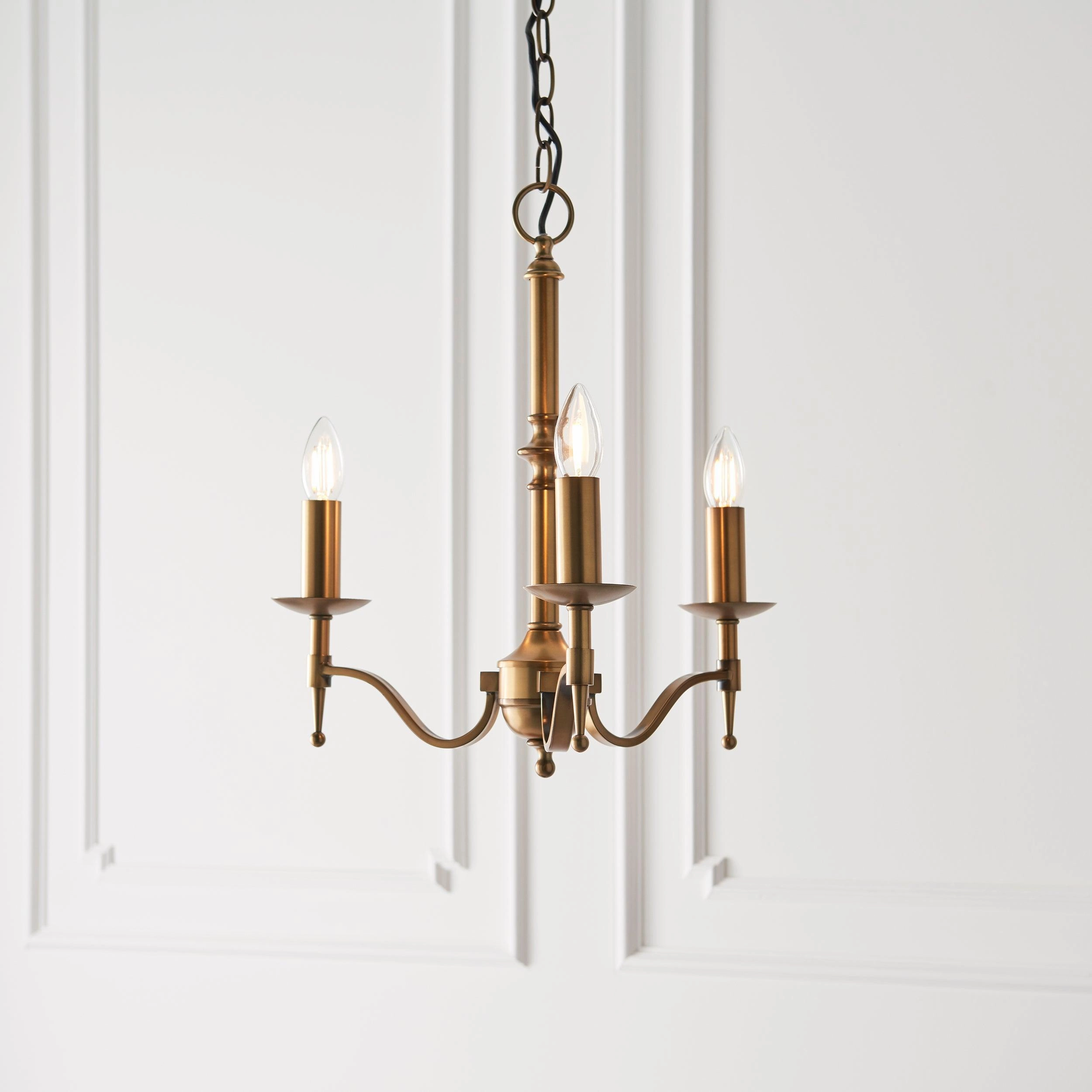 Stanford 3 Light Antique Brass Finish Chandelier